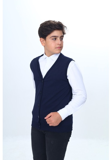 Toontoy Erkek Çocuk Okul Düğmeli Yelek Lacivert