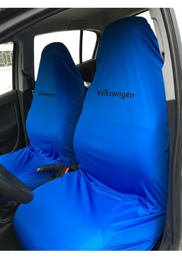 Likralı Kumaş Servis Kılıfı Ön 2'li Volkswagen Yazılı Mavi