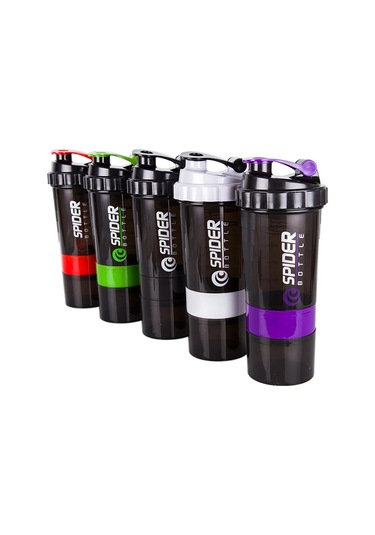 3 Katmanlar Shaker Protein Şişesi 550ml Peyniraltı Suyu Tozu Blender Fincan White 550ml White