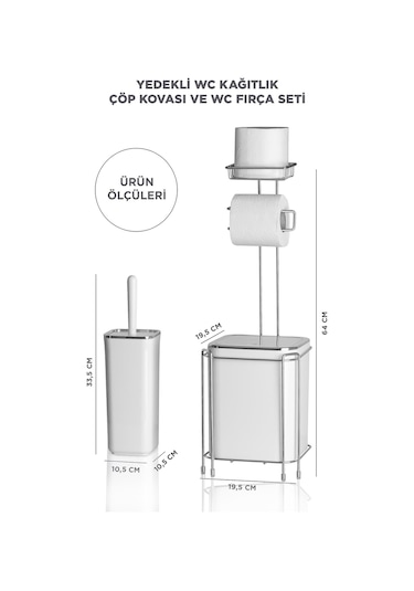 Okyanus Home Krom Yedekli Wc Kağıtlık - Beyaz Çöp Kovası Ve Wc Fı Beyaz