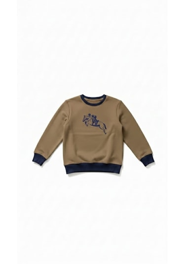 Coupon Çocuk Sweatshirt / Logo Baskılı Kahve