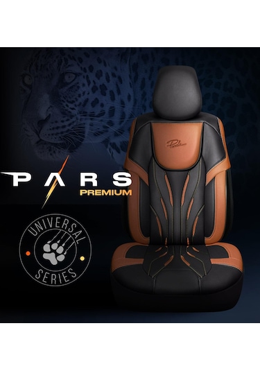 Panda Pars Serisi Deri Oto Koltuk Kılıfı - Siyah - Taba