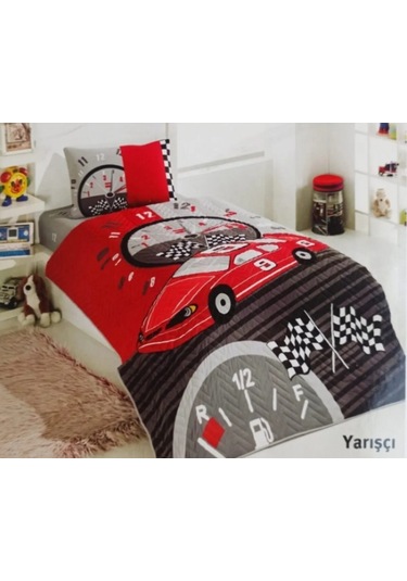 Kristal Kapitoneli Nevresim Takımı Tek Kişilik- Yarışçı Kırmızı