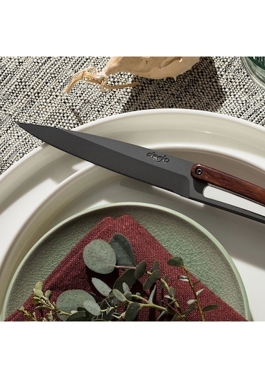 6 Deejo Steak Knives Serrated, Coral Wood