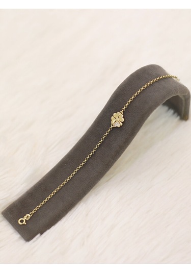 14 Ayar Altın Taşlı Kalp Yoncalı Bileklik Altın