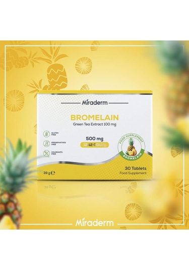 Miraderm Pharma Miraderm Bromelain 500mg 30 Tablet