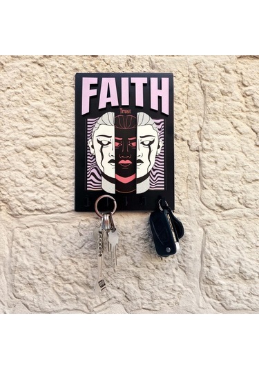 Cajuart Urban Sokak Stili Tasarım Faith İnanç Duvar Askısı Anahtarlık Dekor