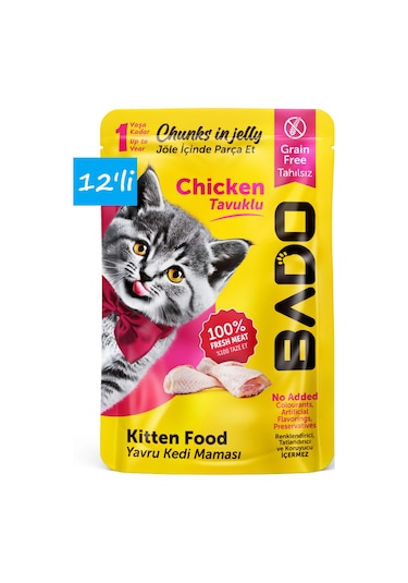 Bado Yavru Yaş Kedi Maması Tavuk Etli 85gr 12'li