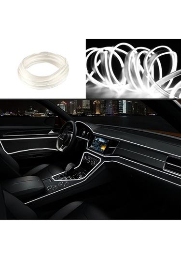 Neon Beyaz Torpido Ledi Araç İçi Renkli Neon Şerit İp 2 Metre