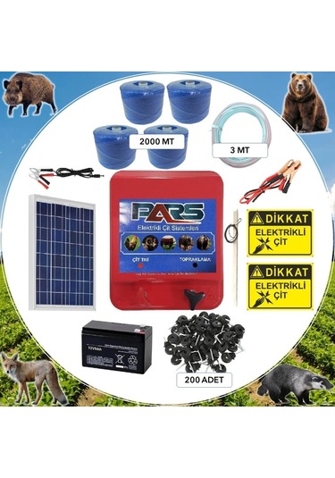 Pars Elektrikli Çit Ayı-domuz Kovucu Eco Set 2000 Ahşap Direk İzolatörlü