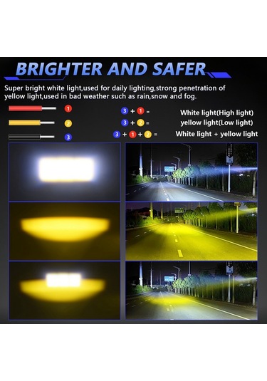 Motosiklet Spotları Çift Renkli Lazer Farlar Sis Farları