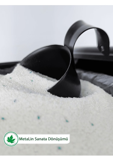 Bölmeli Metal Kapaklı Ölçekli Deterjanlık, Toz Deterjanlık Saklama, Banyo Düzenleyici, Laundry Baskılı Ln1258 - Krem Bej