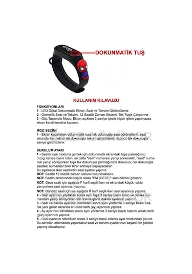 Japanex Figürlü Dokunmatik Dijital Çocuk Saati 16 Çok Renkli