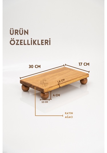Justwood 2'li Risus Top Ayaklı 25 CM ve 17x30 CM Ahşap Dikdörtgen