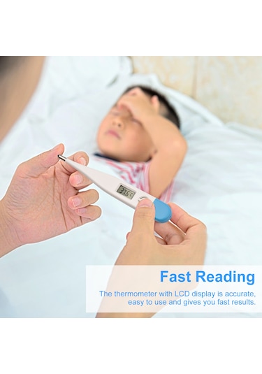 Jeehugo Ev Ve Evcil Hayvanlar İçin Çift Kullanimlı Hızlı Ölçüm Elektronik Termometre - Ağız/altı Çene - Lcd Ekranlı - Su Geçirmez - 3 Rastgele Model