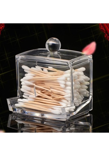 Ulzyvf Şeffaf Pamuklu Çubuk Saklama Kutusu - Banyo & Makyaj Organizasyonu, Pratik Şeffaf