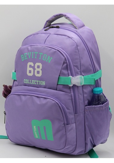 Bevitton Özel Su İtici Kumaş Unisex Lila-yeşil Okul Çantası 34500