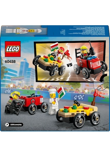 LEGO® City Pizza Arabası İtfaiye Kamyonuna Karşı Yarış Arabası Paketi 60458 -5 Yaş ve Üzeri Çocuklar için Yaratıcı Oyuncak Yapım Seti(70P)