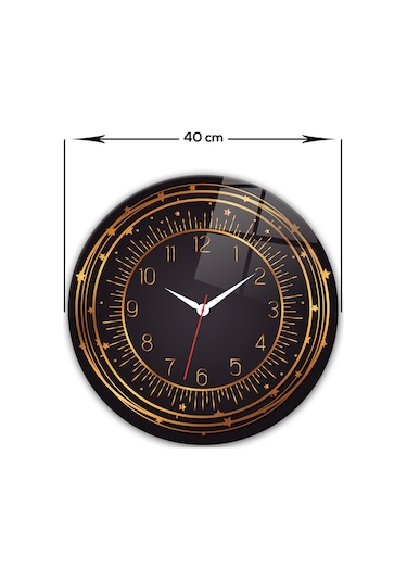 Decorita Cam Saat | Black Star | Çap40cm Çok Renkli