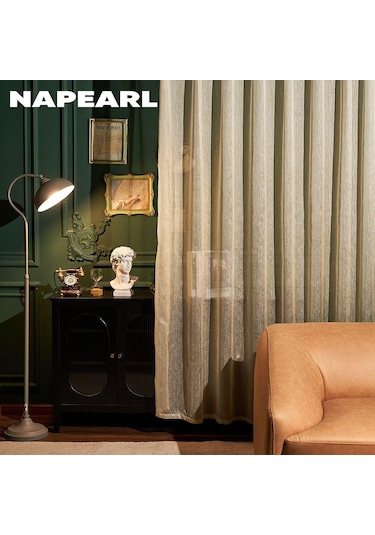 Altın 1 Pc Napearl Fransız Yaldızlı Tül Perde Rüya Gibi High-end Perde Işık Lüks Oturma Odası W100cm X L130cm Altın