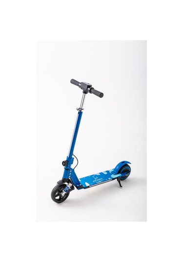 Mini Bonito Çocuk Katlanabilir, Led Işıklı, Amortisörlü Elektrikli Scooter Ayarlanabilir Direksiyonlu Dizlik Ve Dirseklik Hediyedir Mavi