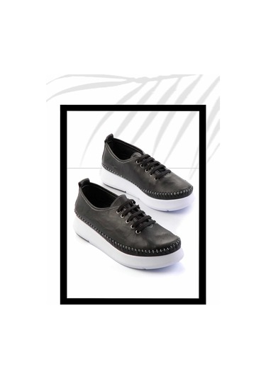 Siyah Hakiki Deri Kadın Casual Ayakkabı K01908005203 Siyah