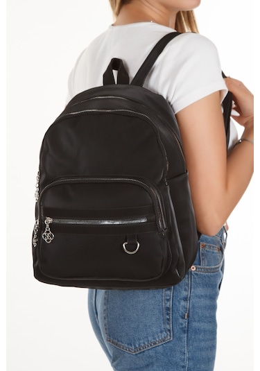 Kadın Günlük Siyah Sırt Çantası Siyah