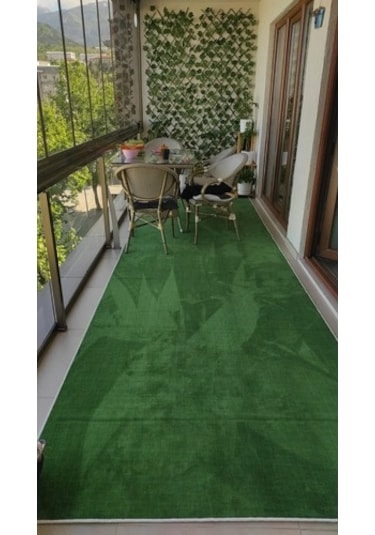 Yeşil Protokol Halı Özel Kesim Kaymaz Tabanlı Balkon Halısı (427038973)