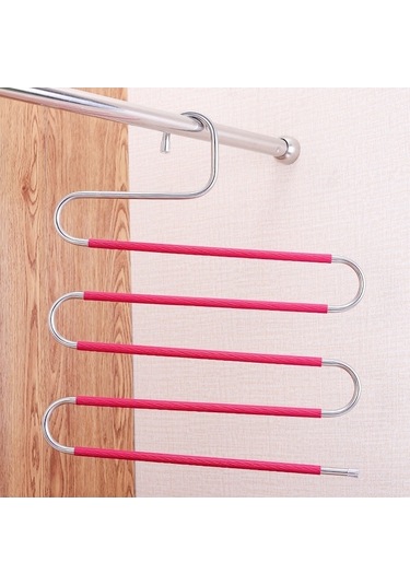 Cbtx 4 Adet S Şekilli Kaymaz Paslanmaz Çelik Elbise Askısı Pantolon Eşarp Kravat Havlu- Kırmızı Kırmızı