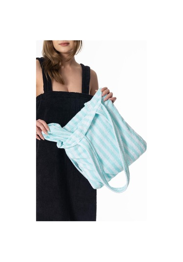 İp Boya Omuz Çantalı Havlu Havuz Deniz Şezlong Havlu+plaj Çantası Turkuaz