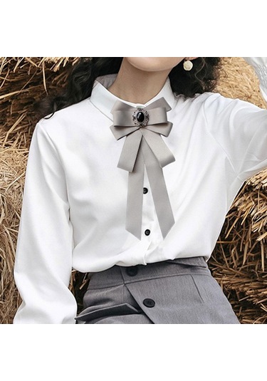 Suntek Kadın Ön Bağlanmış Fiyonklu Kravat Boyun Kravat Zarif