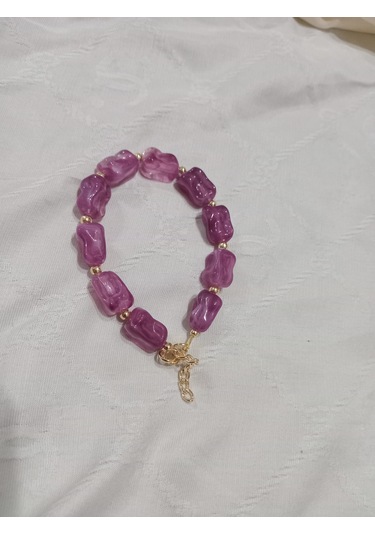 Mor Kesmeşeker Desenli Bileklik Mor