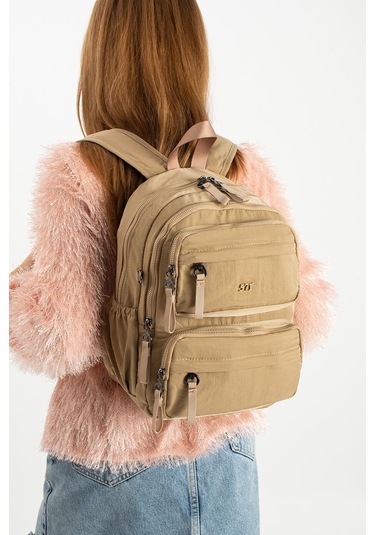 Yumuşak Dokulu Ultra Hafif, Esnek Ve Su Geçirmez Polyamid Kumaş Sırt Çantası Vizon Model: 571-13-14a Vizon