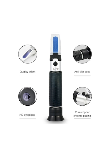 Springsun Jy009 El Tipi Refraktometre - 0-22 Bé, 0-25%alkol, 0-40 Brix 3'ü Bir Arada Şarap Ölçüm Aleti Alüminyum, Siyah