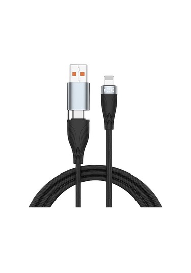 Rogfer Adc-008 2'si 1 Arada Pd 30w Usb/type-c - 8 Pin Hızlı Şarj Veri Kablosu, Uzunluk: 1m