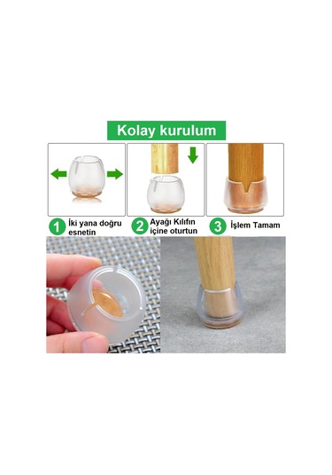 Pvc Sandalye Profil Ayak Pabucu Sessiz Yumuşak - S / Şeffaf Şeffaf