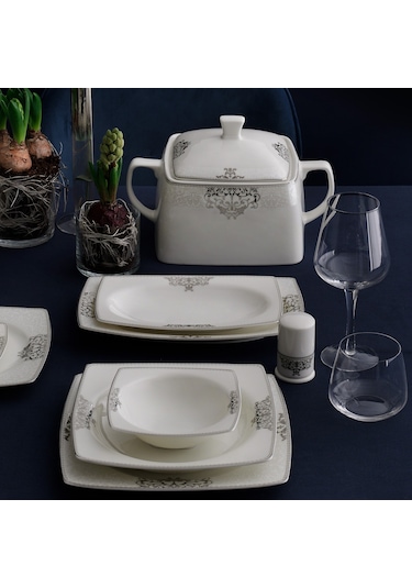 GÜRAL CAROLINE 85 PARÇA KARE BONE YEMEK TAKIMI - 56861