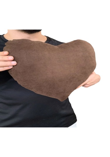 Ruxwoiw Kalp Yastığı %100 Pamuklu %100 Boncuk Elyaf - Kahverengi