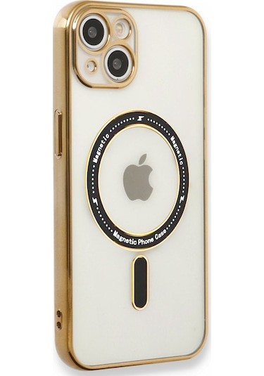 İphone 14 Kılıf Magsafe Özellikli Gold Seri Lazer Silikon Kapak