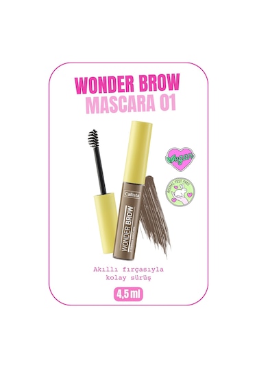 Callista Wonder Brow Eyebrow Mascara Kaş Maskarası 01 Açık Kahve