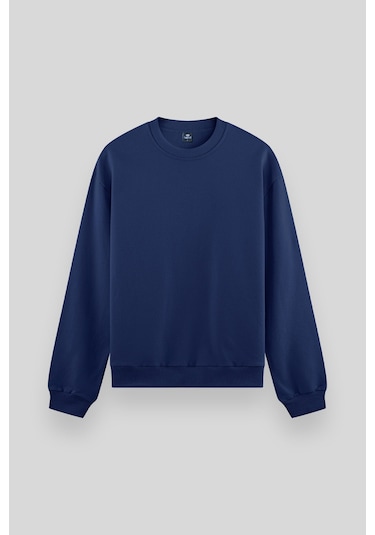 Standart Fit Basic O Yaka 2li Paket Ekru-parlament Erkek Sweatshirt - 88053 Ekru - Mavi