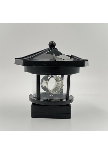 Mufunye Küçük Siyah Güneş Enerjili Döner Fener, Bahçe, Çimenlik Ve Avlu Dekoru İçin Led Işık, Hava Durumundan Bağımsız, 6-12 Saat Sürekli Aydınlatma