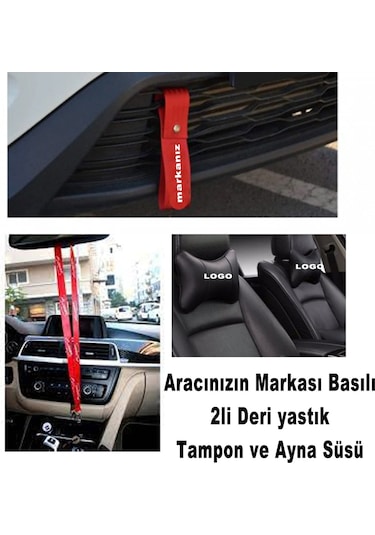 citroen 2li deri yastık - tampon ve ayna süsü - set takım
