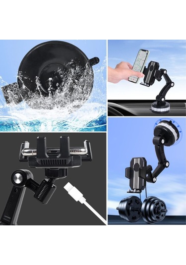 Buffer Jel Vantuzlu Cama Takılabilen Güçlü 360 Derece Dönebilen Ayarlanabilir Araç Içi Vantuzlu Telefon Tutucu