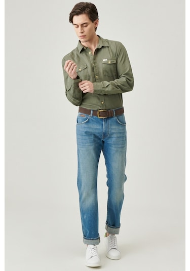 Wrangler Erkek Texas Slim Fit Dar Kesim Normal Bel Esnek Pantolon 673w12s004 Lacivert