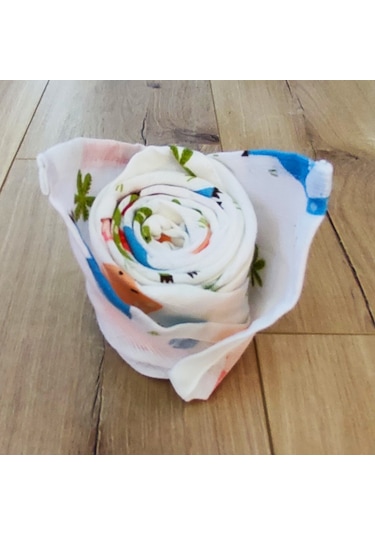 S-Mall Müslin Bebek Battaniyesi - Dinazor -Pamuk -75X85 Cm Çok Renkli