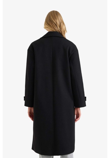 Defacto Regular Fit Düğmeli Uzun Kaşe Kaban F1197ax25wnbk27 Siyah-bk27