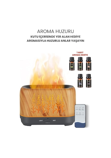 Hava Nemlendirici Alev Efektli Gece Lambası Koku Dağıtıcı Relax Aromaterapi Difüzör