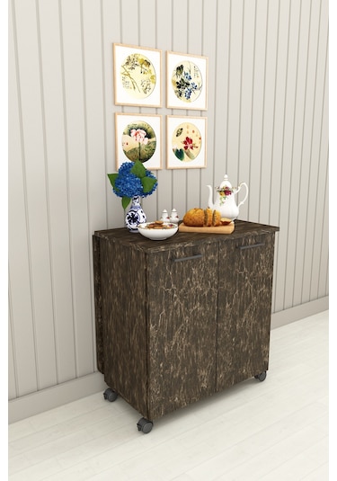 Asra Trend %100 Mdflam 105cm Mutfak Adası Yemek Masası Kahve Köşesi Ma-01 Siyah Taş siyah