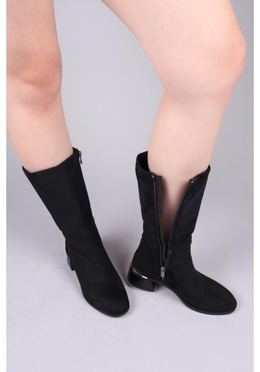 Faye Süet Yarım Çizme Siyah-8442 Siyah